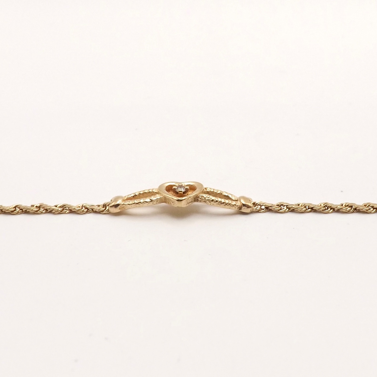 Solid 14k Gold Infinity Heart Bar Bracelet Natura… - image 5