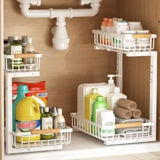 Under Sink Organizer, 2 Pack Under Sink Organizers and Storage, 2-Tier Pull Out 