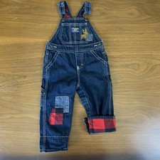 Overalls 18 M Oshkosh Lined Embroidered Moose Buffalo Plaid Patches