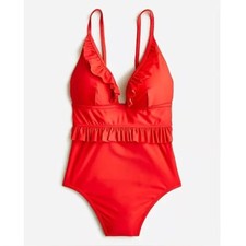 J.Crew Ruffle plunge one-piece swimsuit Size 10
