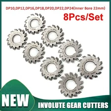 8 Pcs/Set 14.5° Involute Gear Cutter DP8 DP10 DP16 DP20 DP22 PA14-1/2 HSS 8H Set