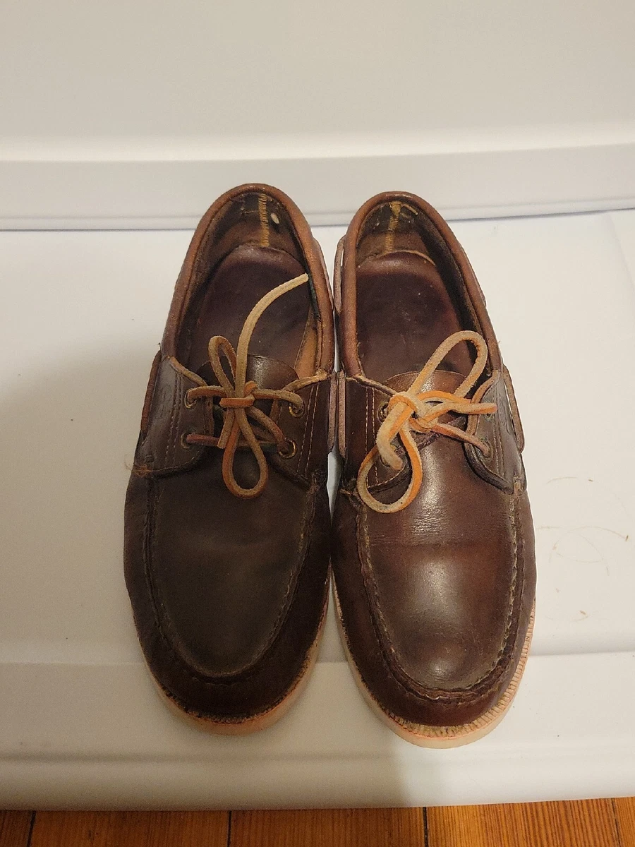 Vintage Timberland Brown Leather Boat Deck Shoes Mens UK 7.5 US 8