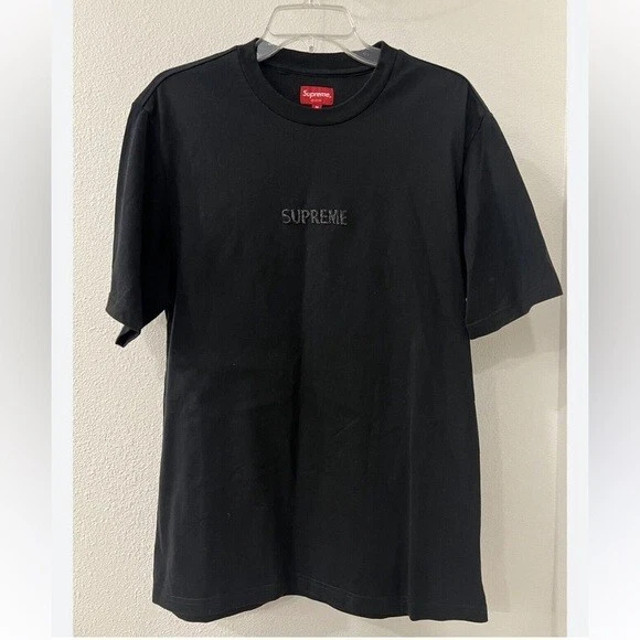 T shirt à manches courtes à manches courtes logo lingot noir Supreme homme moyen