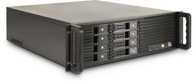Case IPC Storage 3U-3508, o. PSU 8x Wechselrahmen in Front ohne Netzteil mit USB