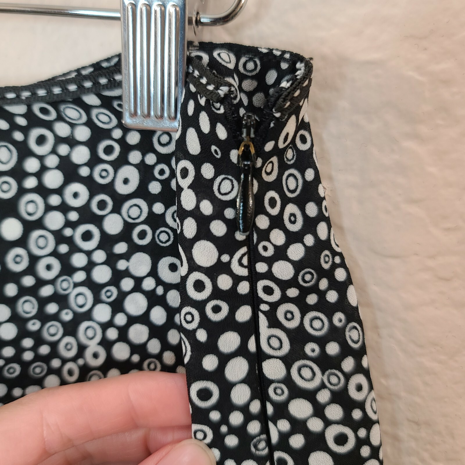 Lapis Skirt Womens Medium Black White Polka Dot Aline Ruffle Casual