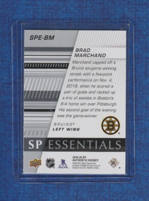 2019-20 Upper Deck SP Authentic Essentials # SPE-BM Brad Marchand - Image 2 of 2
