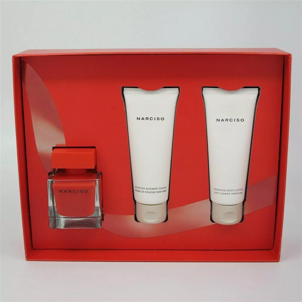 NARCISO ROUGE by Narciso Rodriguez 3 Pc Set:1.6 oz EDP Spray &amp; 2.5 oz Lotion/Gel