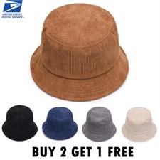 Corduroy Bucket Hat Cap Double-sided Fisherma...