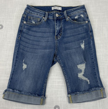 Hammer Jeans Blue Stretch Denim Destroyed Distressed Bermuda Shorts Girls Sz S