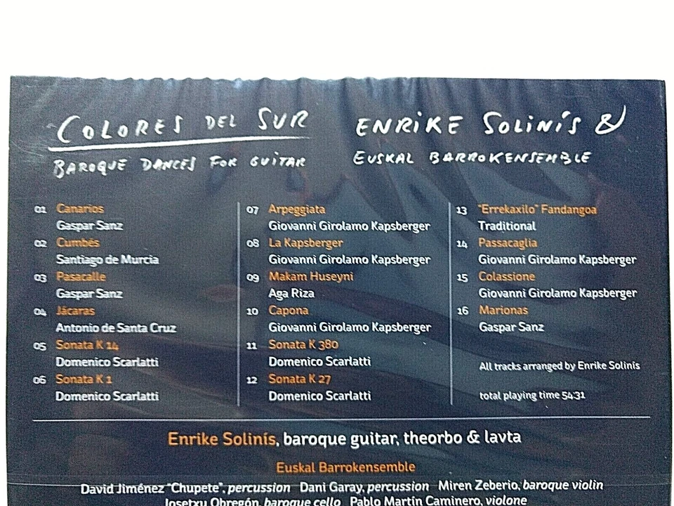 COLORES DEL SUR, BAROQUE DANCES FOR GUITAR, 2013, AUSTRIA,  CD, New, Sealed Foto 3 de 4