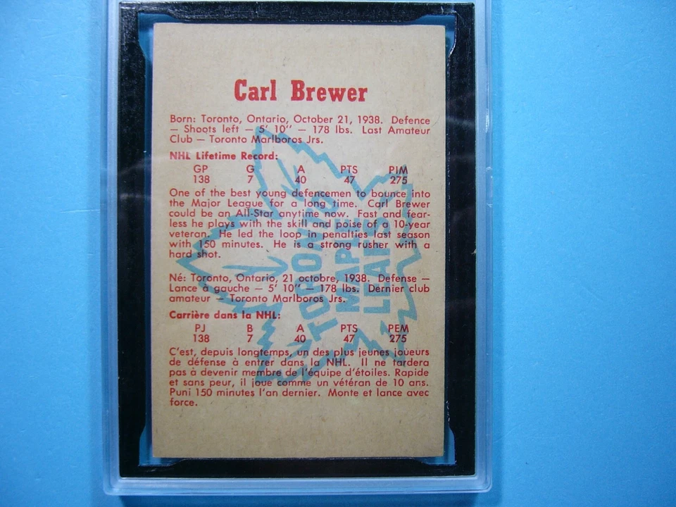 1960/61 PARKHURST NHL HOCKEY CARD #18 CARL BREWER KSA 7.5 NM+ 60/61 PARKIE GL - Image 4 of 4
