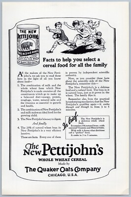 1925 Pettijohns Whole Wheat Cereal Vintage Ad Hot Breakfast Food Quaker ...