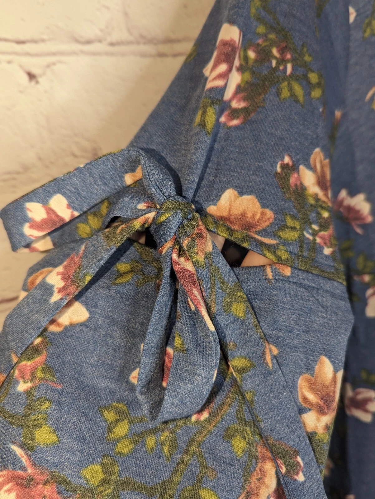 Abito tubino donna Alyx blu floreale manica a campana 3 4 con cravatte buco della serratura tg 1X