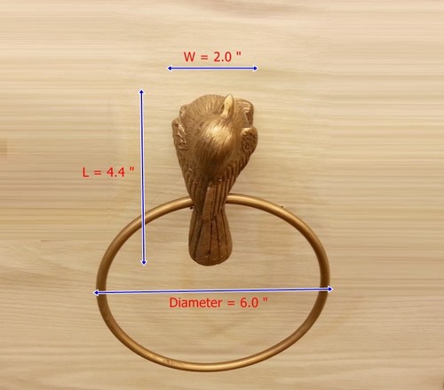 Brass Napkin Bird Towel Ring Hanger Door Wall Spigot Mount Vintage Home Decor - Picture 8 of 8