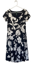 Lauren Ralph Lauren Dress Womens Medium Floral Short Sleeve Blue Navy Casual