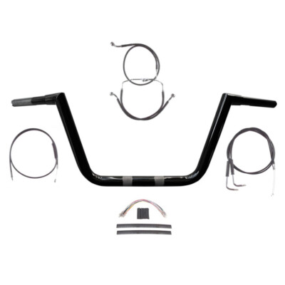 1 1/4'' BBlack 10'' Twin Peaks Hefty Handlebar Kit 2008-2011 Harley Dyna Fat Bob