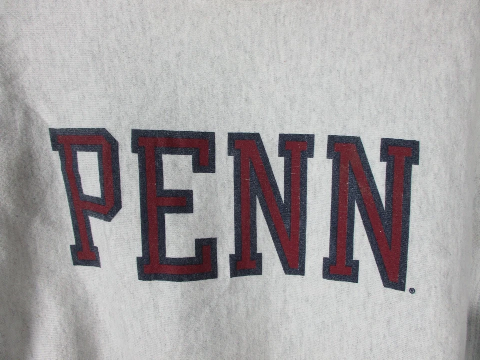 Suéter Champion University Pennsylvania UPenn Hombre Gris Medio Tejido Inverso Y2K Foto 2 de 4