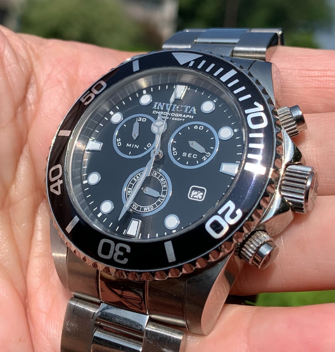 Invicta Mens Pro Diver Chronograph Black Dial Stainless  display picture 1