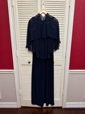 Alex Evenings Women's Cold Shoulder Popover Dress Navy 12