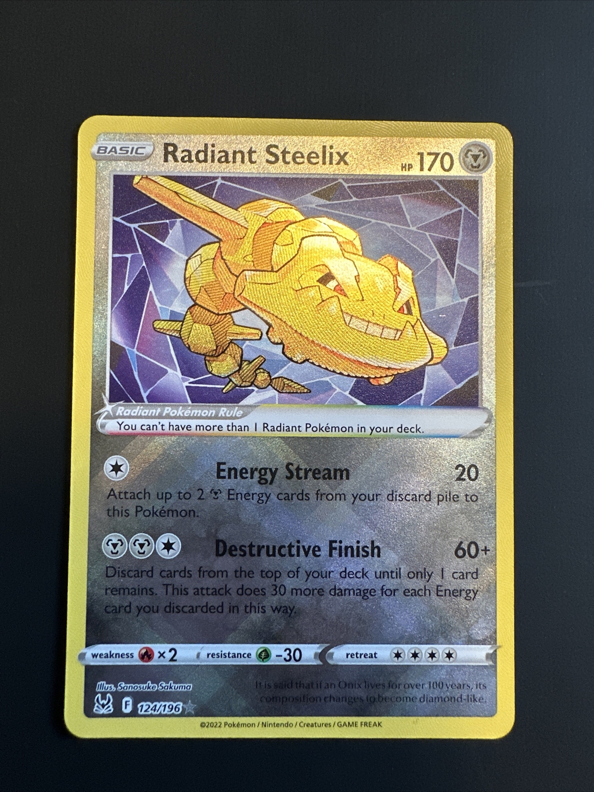 Radiant Steelix 124/196 Ultra Rare Lost Origin Pokemon TCG Near Mint