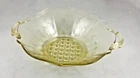 Vintage Lancaster Yellow Depression Glass Handled Bowl Etched Floral Design