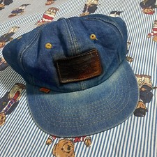 Vintage Levi  s Orange Tab Leather Patch Denim Jean Hat Cap Snapback Youngan