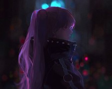 Anime girls choker long hair pink red eyes twintails Playmat Gaming Mat Desk