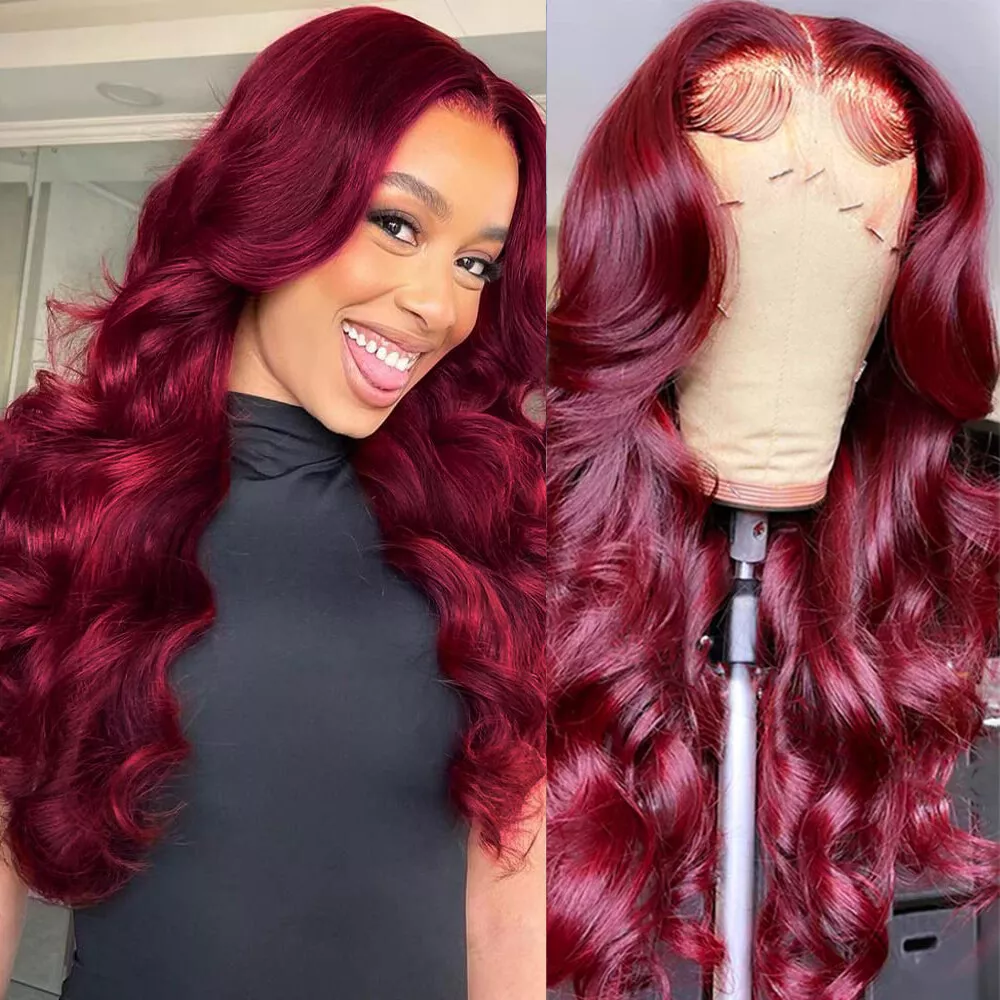 Burgundy 99J Lace Front Wigs Human Hair 13X4 Body Wave Lace Front