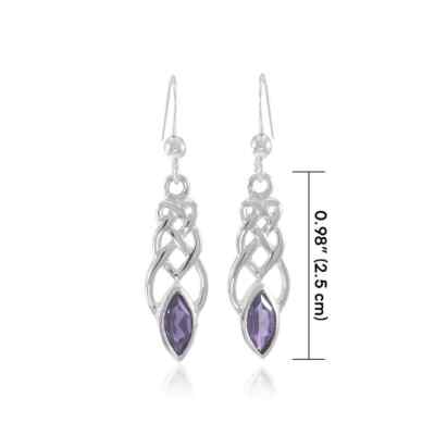 Boucles D'oreilles Nœud Celtique Argent 925 – Avec Gemme Au Choix, Fait Main Thaïlande