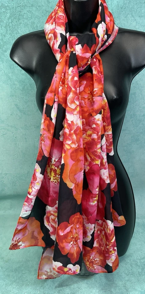 ISAAC MIZRAHI LIVE Bufanda Estampada Floral ROJA/ROSA NUEVA SIN ETIQUETAS Foto 2 de 4