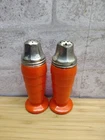Vintage Hazel Atlas Bright Orange Moderntone Milk Glass Salt and Pepper Shakers