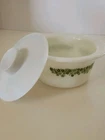 Vintage PYREX Green Spring Blossom Crazy Daisy Butter Bowl W/Plastic Lid Round