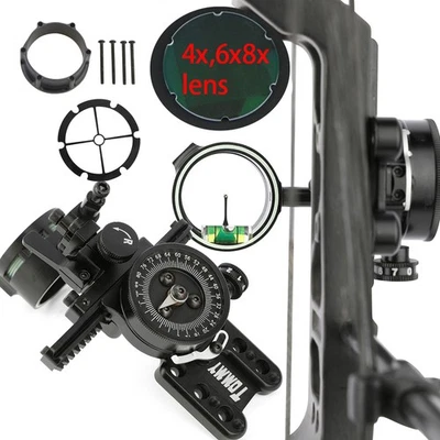 1Pin Compoundbogen Sight Pointer Micro Einstellbare 4X Linse Bogenschießen Jagd - Bild 1 von 4