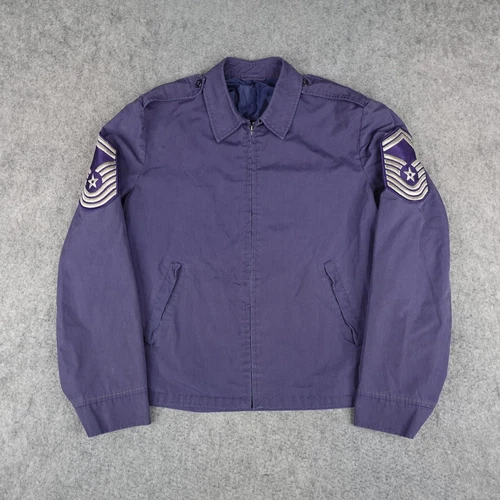 Vintage USAF Jacket Men Large Military Air Force Uniform Poplin Vietnam Era 70s
