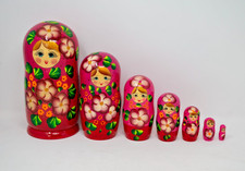 Matroschka babuschka matrjoschka russische 7-teilig Handbemalt Pink Rosa 21cm