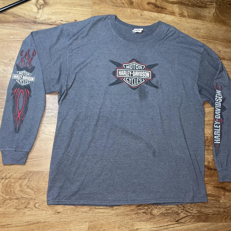 Рубашка мужская Harley Davidson 2XL с длинным рукавом Flames мотоцикл Panama City Beach - Изображение 3 из 4