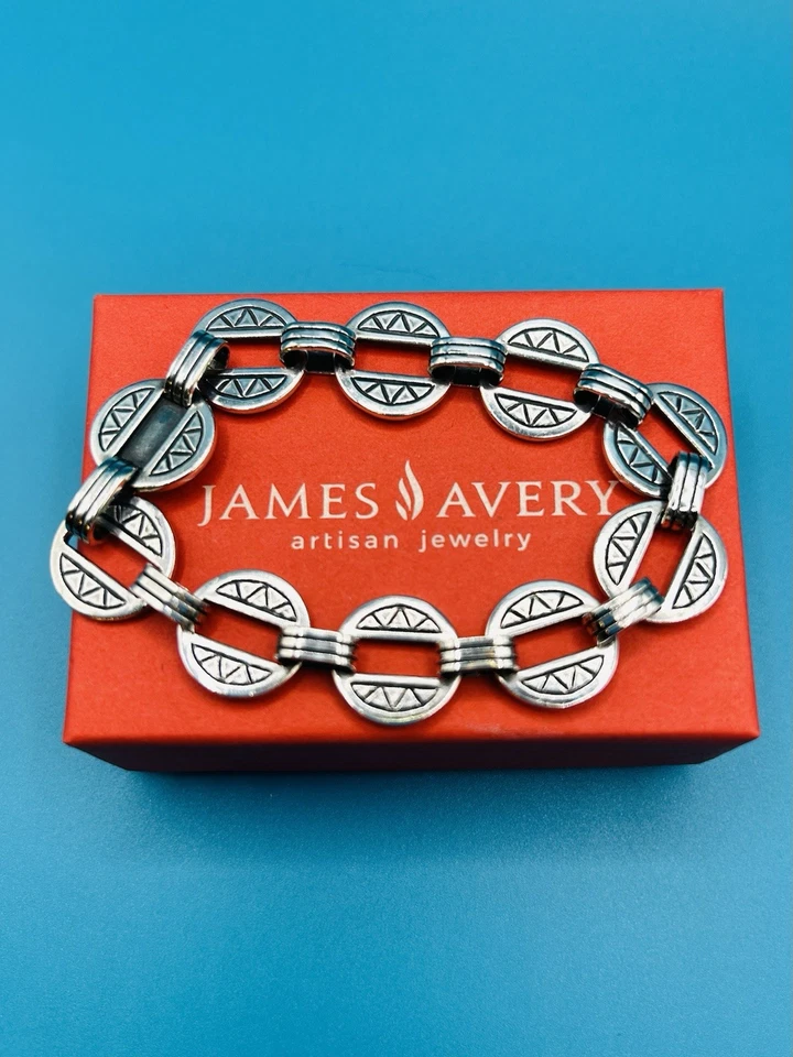 Pulsera de disco triangular étnica maya del suroeste de plata 925 retirada James Avery Foto 2 de 4