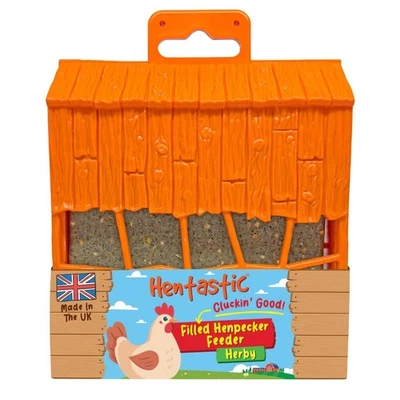 HENTASTIC HERBY Hentastic Filled Henpecker Feeders | Pecking Block Treats for Chickens & Poultry