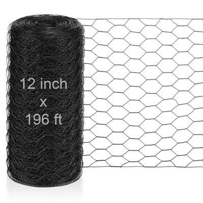 #ad 12quot; x 196#x27; Black PVC Coated Chicken Wire Fencing for Garden and Floral Use $84.99