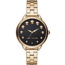 MARC JACOBS MJ3494 Gold Black Dial Watch Women's Dress Quartz NWT