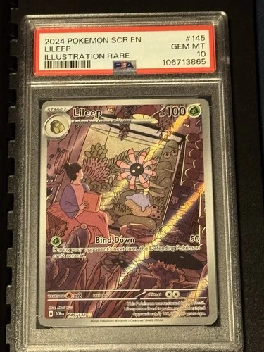Pokemon TCG Lileep SV07 Stellar Crown Illustration Rare Holo 145/142 2024 PSA 10