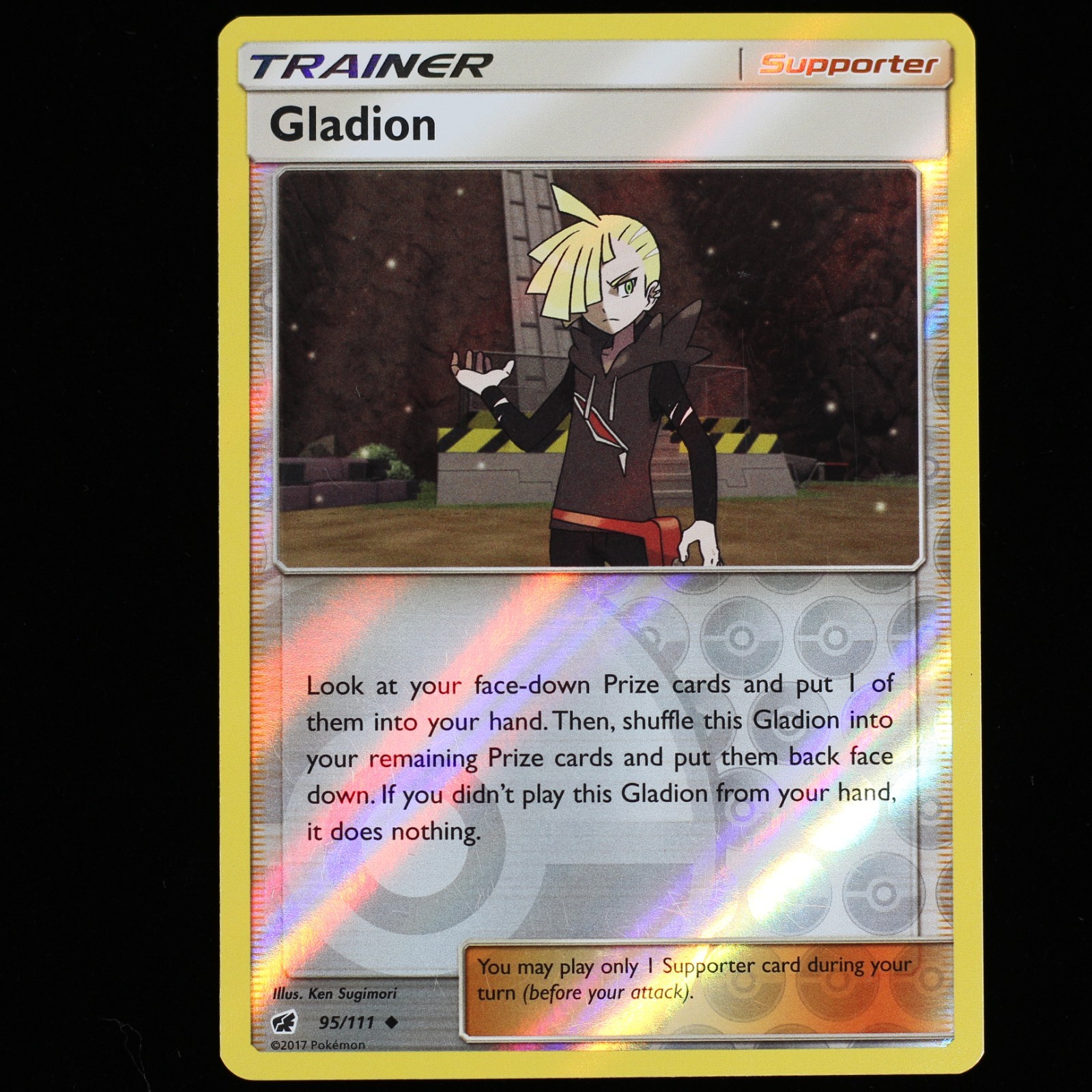 Pokémon TCG Gladion 95/111 Crimson Invasion Reverse Holo Uncommon Card 2017 LP