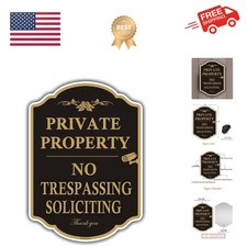 Private Property No Trespassing Signs, 14 x 10 inches No Soliciting Video Sur...
