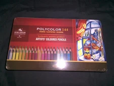 SEALED  KOH-I-NOOR Polycolor 144 Artists Coloured Pencils in 2 Tin Lightfast Set