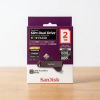 SanDisk Slim Dual Drive Portable SSD 2TB USB 3.2 Gen 2 USB-C USB-A Unused