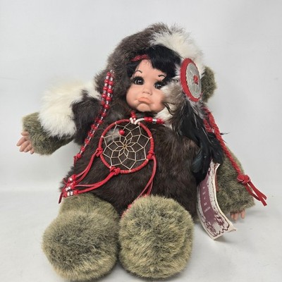 Vintage 1991 Baby Cuddle-Kins Native American Bear Doll Renee Tompkins 15''
