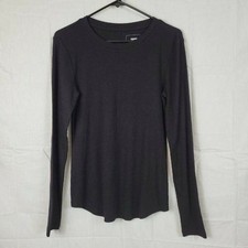 Sonoma woman's Size M Long Sleeve Basic T Shirt Black Round Neck Ribbed Pullover