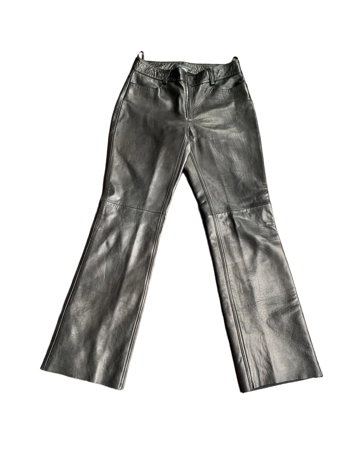 NUEVO Pantalones de cuero negros Banana Republic para mujer - corte boot de tiro alto - nunca usados Foto 2 de 4