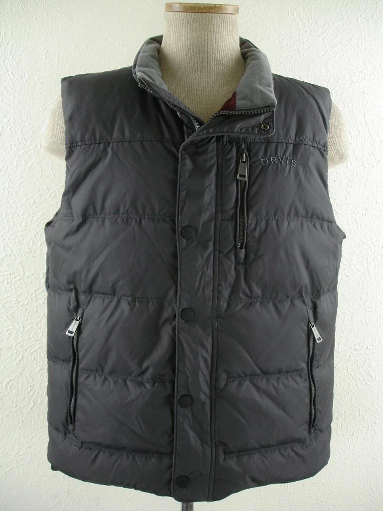 Men's M Orvis Gray Pro Down Insulated Vest Jacket Puffer Quilted Full-Zip Winter