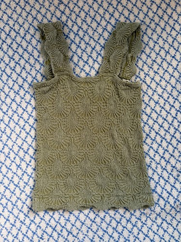 Free People Intimately Love Letter Top Knit Square Neck Green S Lace Fitted
